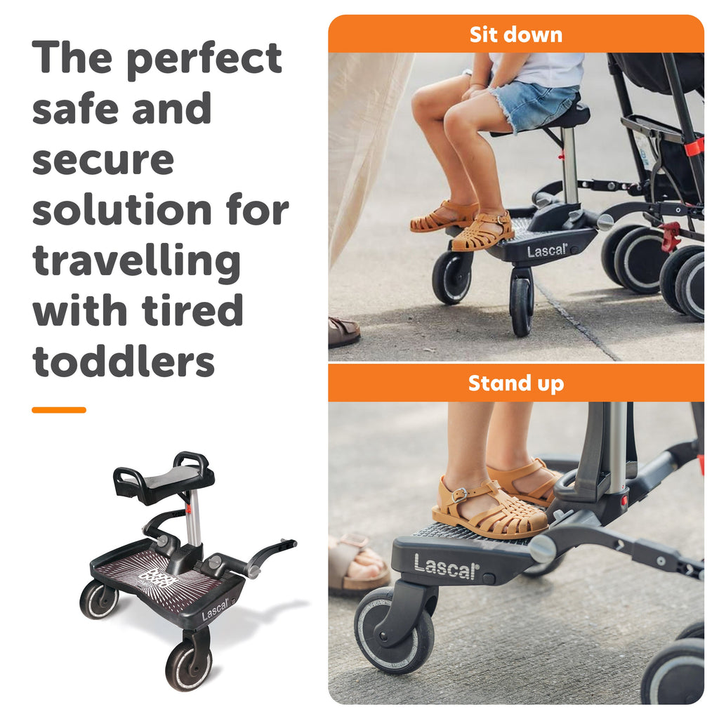 Lascal BuggyBoard® Maxi Plus - Black with Grey Saddle