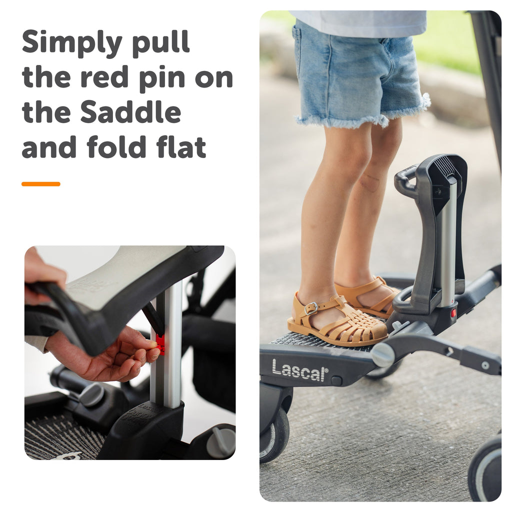 Lascal BuggyBoard® Maxi Plus - Black with Grey Saddle