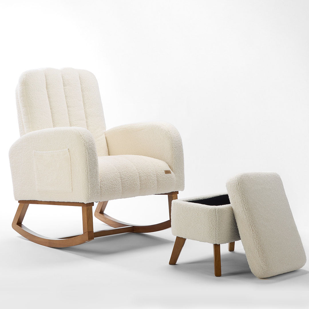 Tutti Bambini Luca Rocking Chair & Storage Footstool - Fresh Cream