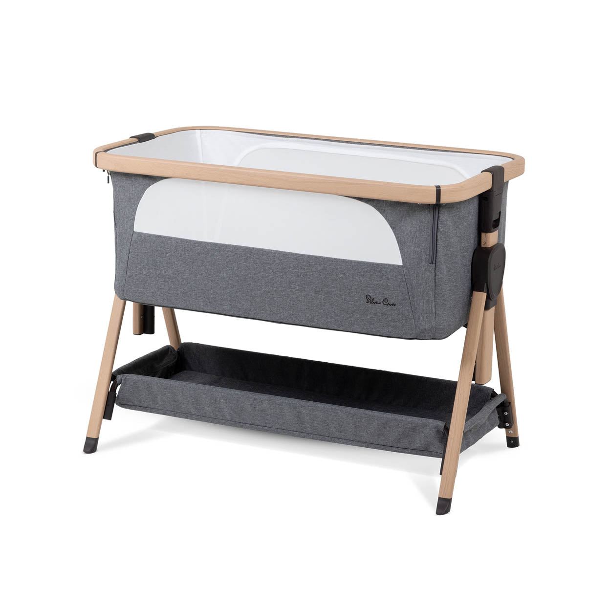 Silver Cross Lunar Bedside Crib - Whisper Grey