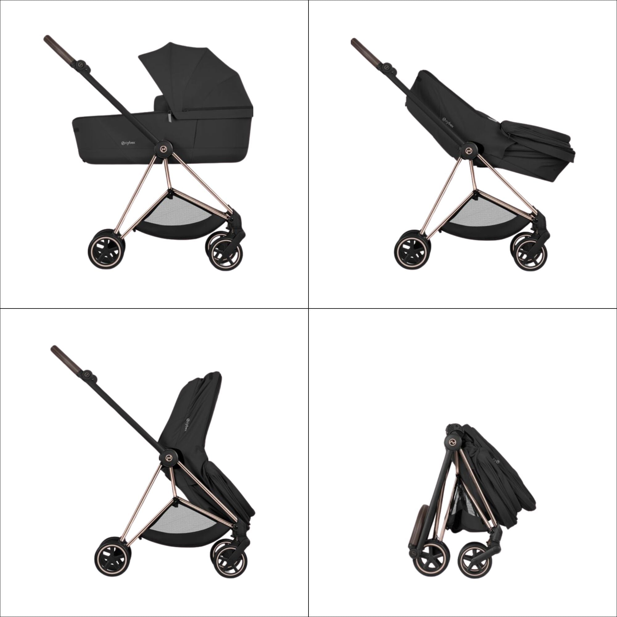 Cybex Mios Fold Cot Travel System Bundle - Style City Grey & Chrome Brown Frame