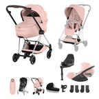 Cybex Mios Fold Cot Ultimate Travel System Bundle - Style Peach Pink & Chrome Brown Frame