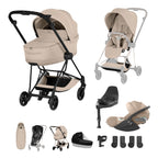 Cybex Mios Fold Cot Ultimate Travel System Bundle - Style Cozy Beige & Matt Black Frame