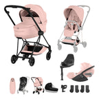 Cybex Mios Fold Cot Ultimate Travel System Bundle - Style Peach Pink & Matt Black Frame