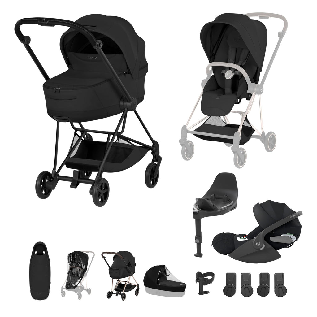 Cybex Mios Fold Cot Ultimate Travel System Bundle - Style Sepia Black & Matt Black Frame