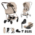 Cybex Mios Fold Cot Ultimate Travel System Bundle - Style Cozy Beige & Rose Gold Frame