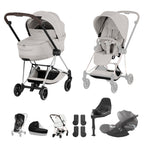 Cybex Mios Fold Cot Travel System Bundle - Style City Grey & Chrome Brown Frame