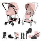 Cybex Mios Fold Cot Travel System Bundle - Style Peach Pink & Chrome Brown Frame