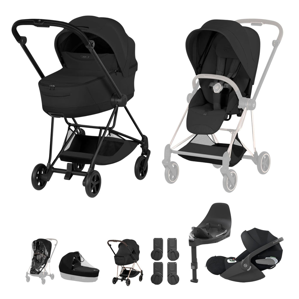 Cybex Mios Fold Cot Travel System Bundle - Style Sepia Black & Matt Black Frame