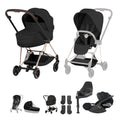 Cybex Mios Fold Cot Travel System Bundle - Style Sepia Black & Rose Gold Frame
