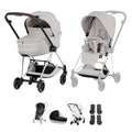 Cybex Mios Style Pushchair & Fold Cot Bundle - City Grey & Chrome Brown Frame