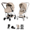 Cybex Mios Style Pushchair & Fold Cot Bundle - Cozy Beige & Chrome Brown Frame