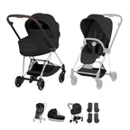 Cybex Mios Style Pushchair & Fold Cot Bundle - Sepia Black & Chrome Brown Frame