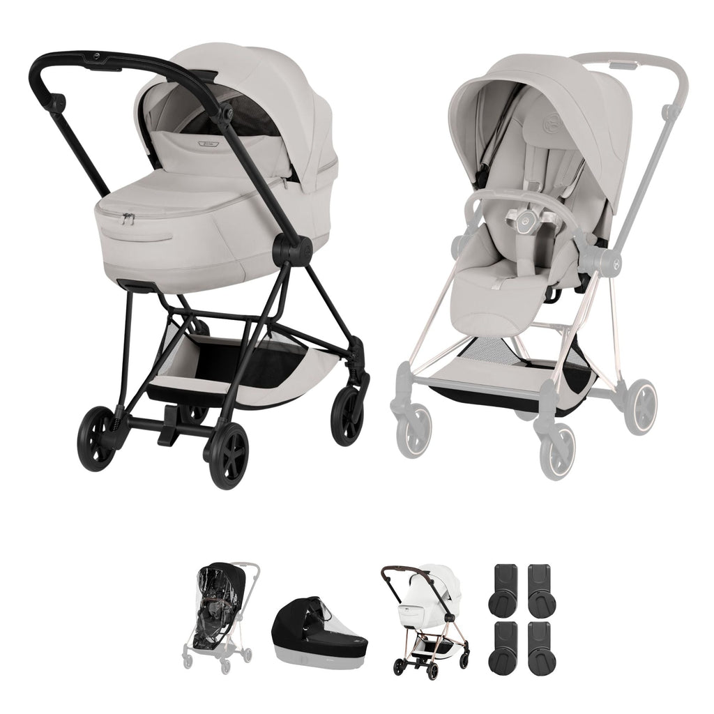 Cybex Mios Style Pushchair & Fold Cot Bundle - City Grey & Matt Black Frame