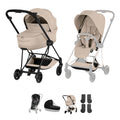 Cybex Mios Style Pushchair & Fold Cot Bundle - Cozy Beige & Matt Black Frame