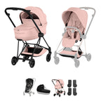 Cybex Mios Style Pushchair & Fold Cot Bundle - Peach Pink & Matt Black Frame