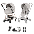 Cybex Mios Style Pushchair & Fold Cot Bundle - City Grey & Rose Gold Frame