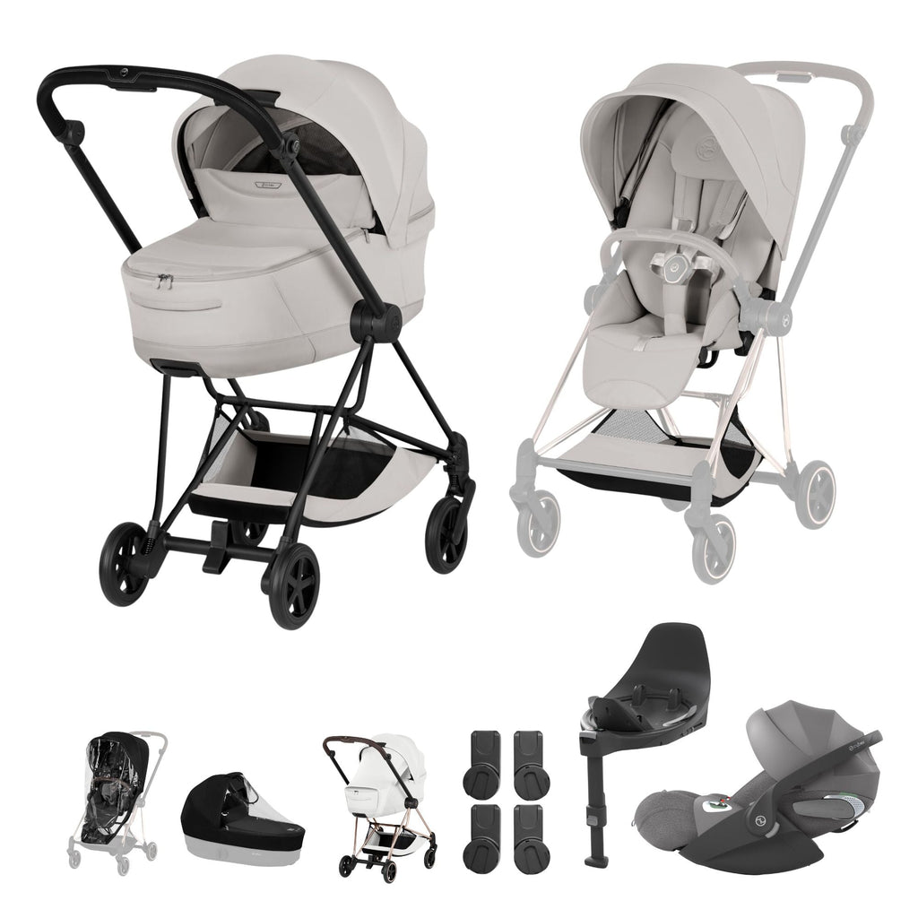 Cybex Mios Fold Cot Travel System Bundle - Style City Grey & Matt Black Frame