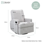 Obaby Madison Swivel Glider Recliner Chair - Pebble