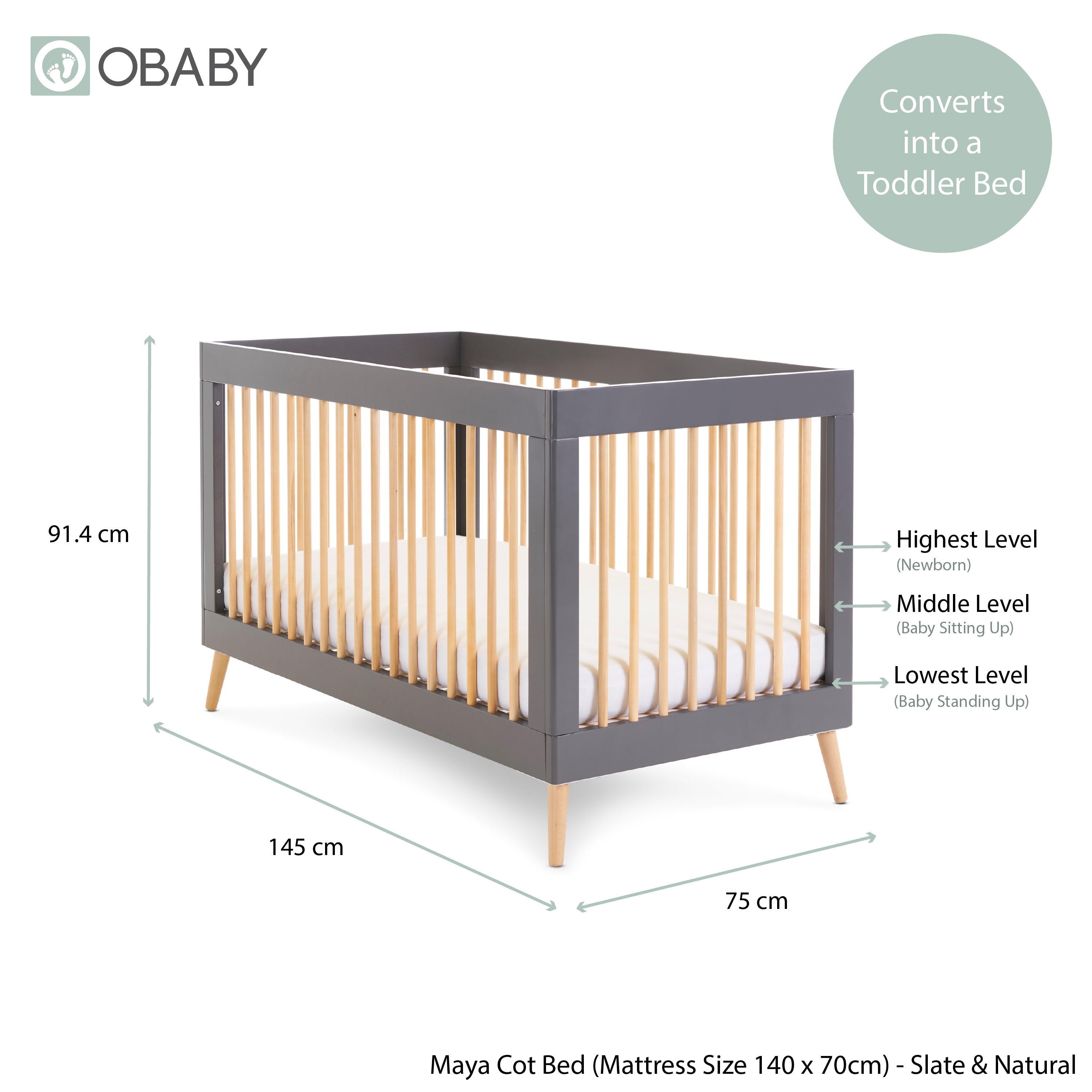 Obaby Maya 3 Piece Room Set - Slate