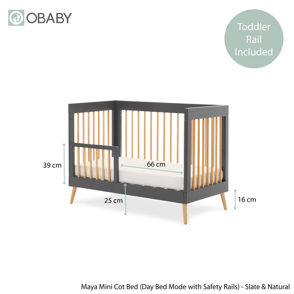 Obaby Maya Mini Cot Bed - Slate