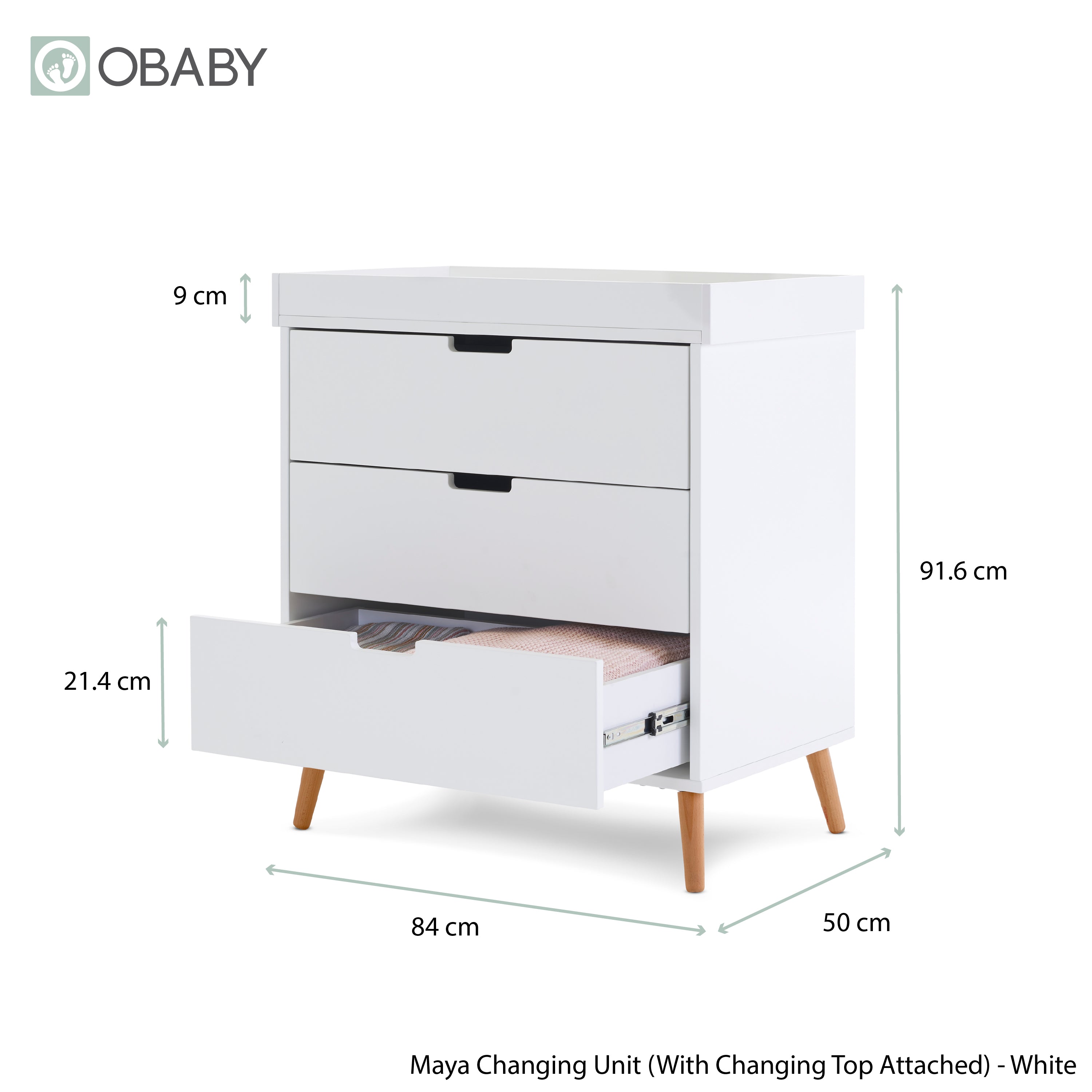 Obaby Maya 3 Piece Room Set - White With Natural
