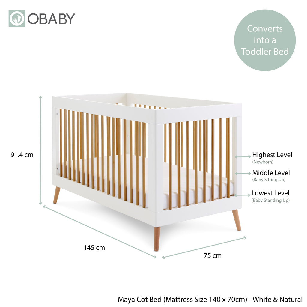 Obaby Maya 3 Piece Room Set - White With Natural