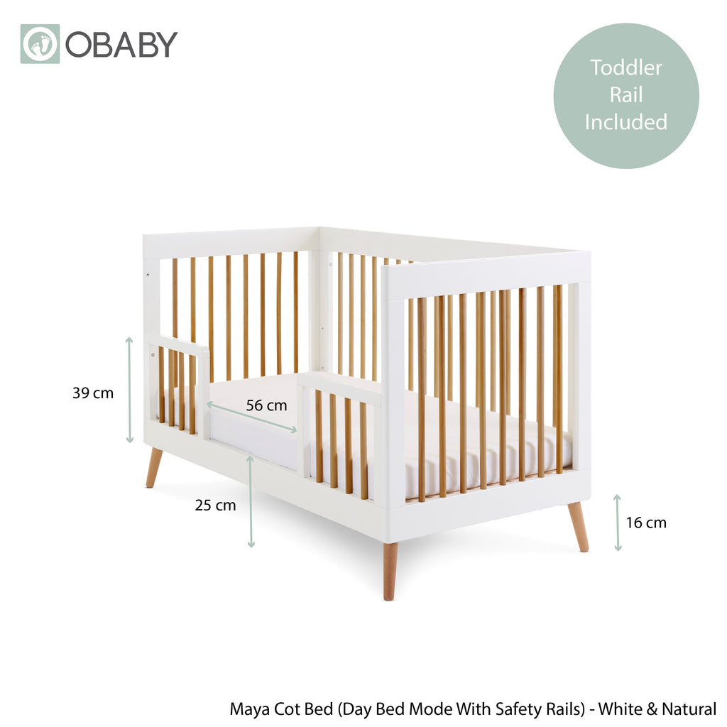 Obaby Maya Cot Bed - White With Natural