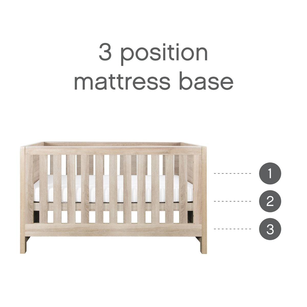 Tutti Bambini Modena 3 in 1 Cot Bed - Oak