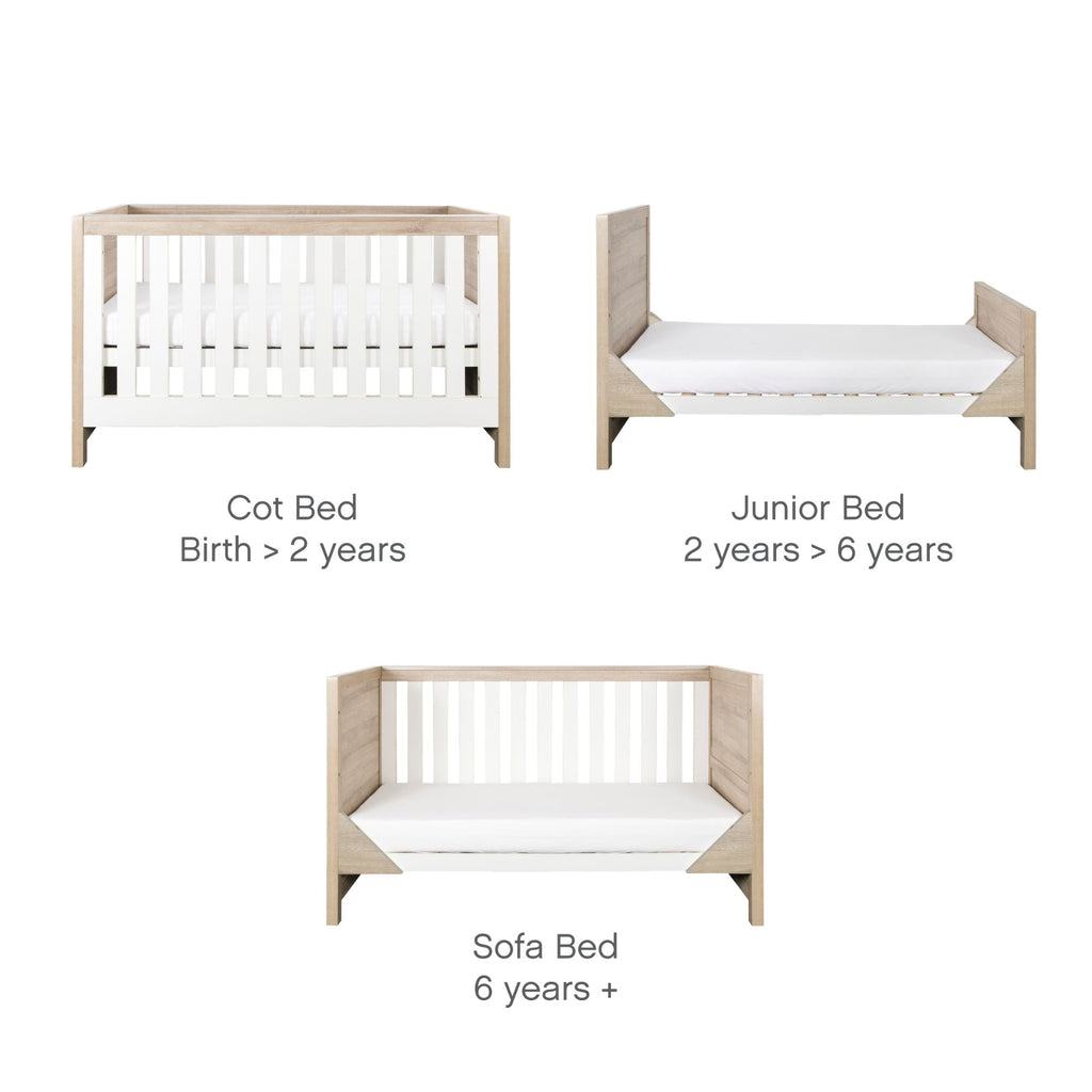 Tutti Bambini Modena 3 Piece Room Set - White & Oak