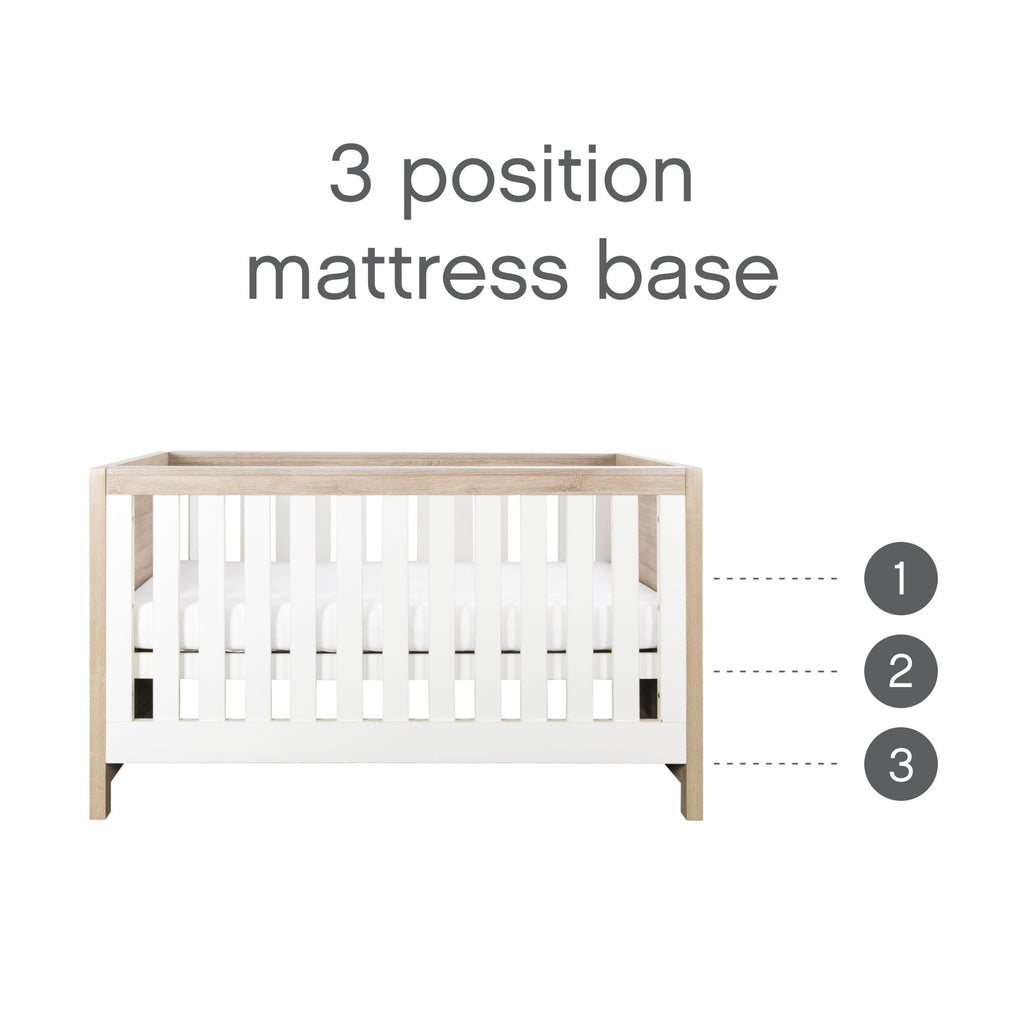 Tutti Bambini Modena 3 in 1 Cot Bed - White & Oak