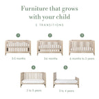 Tutti Bambini Modena 3 in 1 Cot Bed - Oak