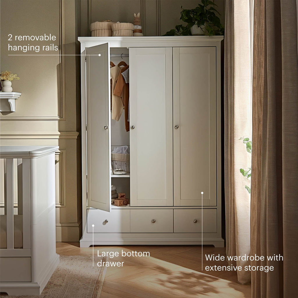 CuddleCo Beaumont Triple Wardrobe - White