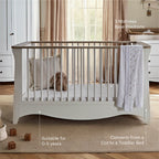 CuddleCo Clara Luxe 2 Piece Nursery Furniture Set (Cot Bed & Dresser) - White & Ash