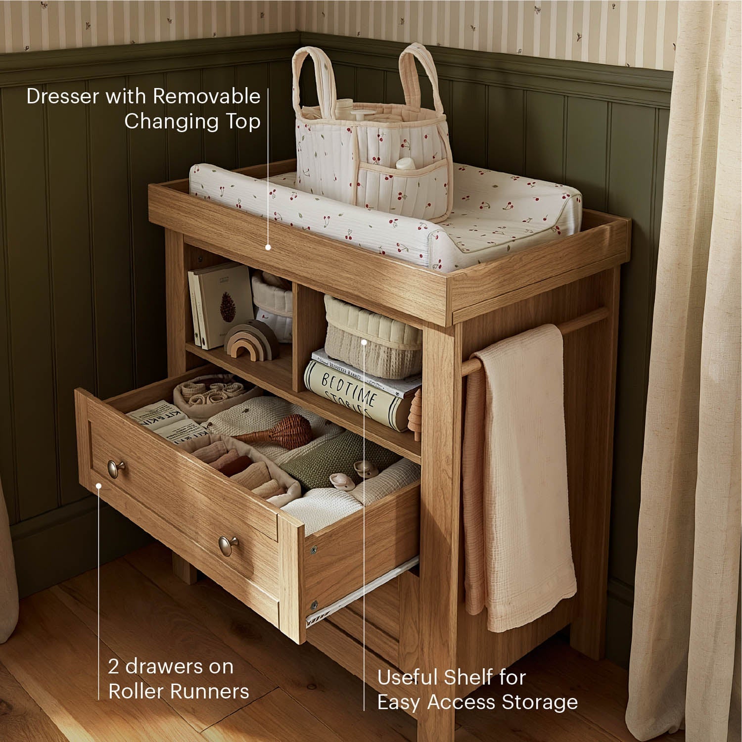 CuddleCo Burford 2 Piece Nursery Furniture Set - Oak