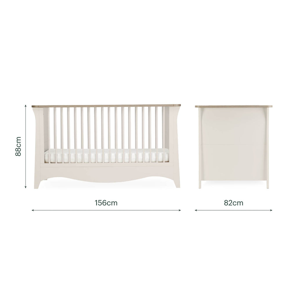 CuddleCo Clara Luxe 2 Piece Nursery Furniture Set (Cot Bed & Dresser) - Cashmere & Ash