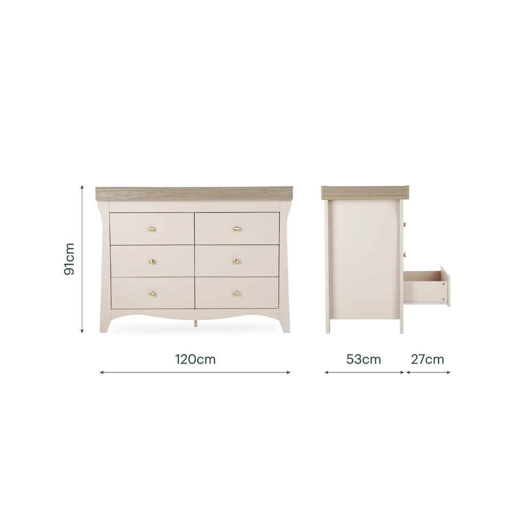 CuddleCo Clara Luxe 2 Piece Nursery Furniture Set (Cot Bed & Dresser) - Cashmere & Ash