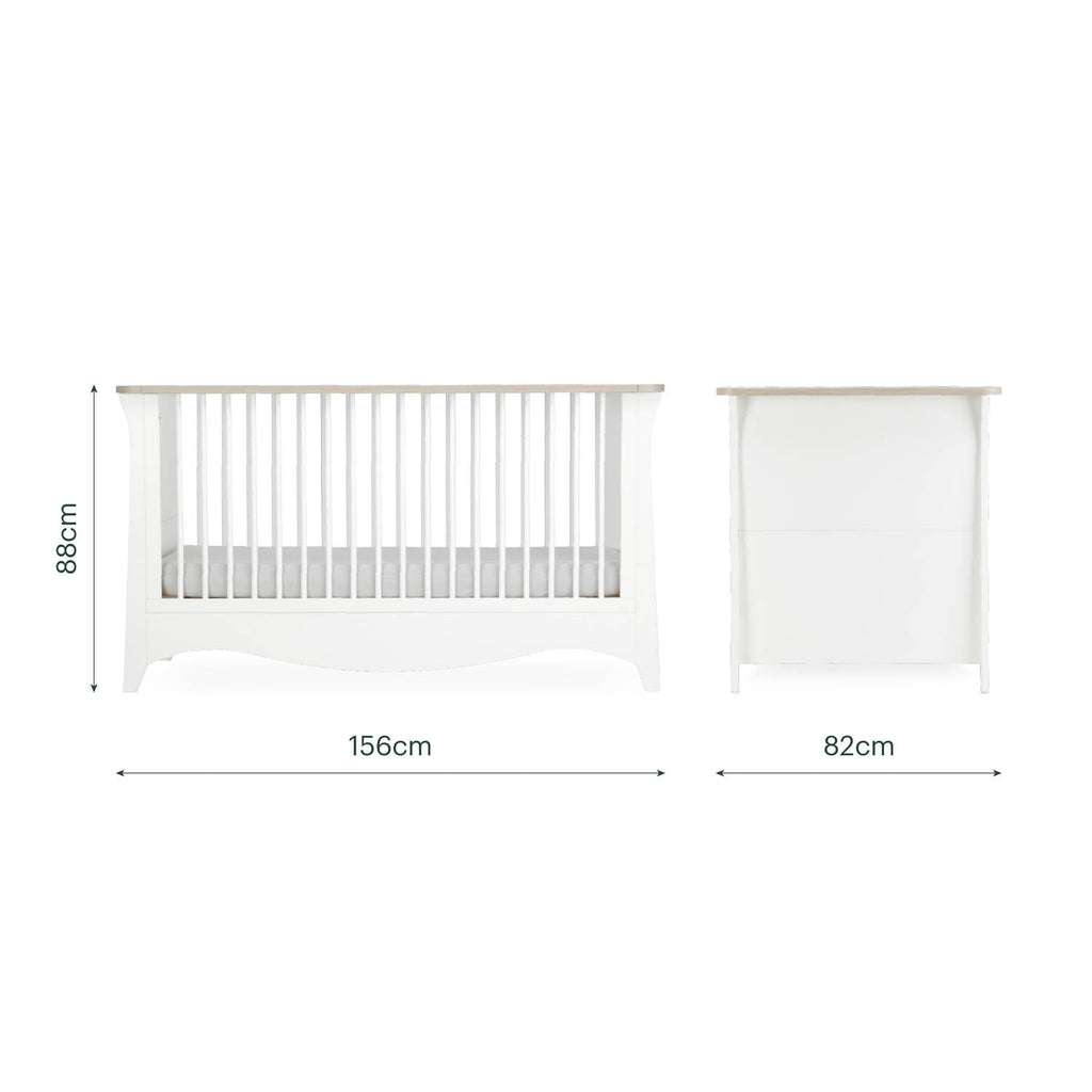 CuddleCo Clara Luxe 3 Piece Nursery Furniture Set (Cot Bed, Dresser & Wardrobe) - White & Ash