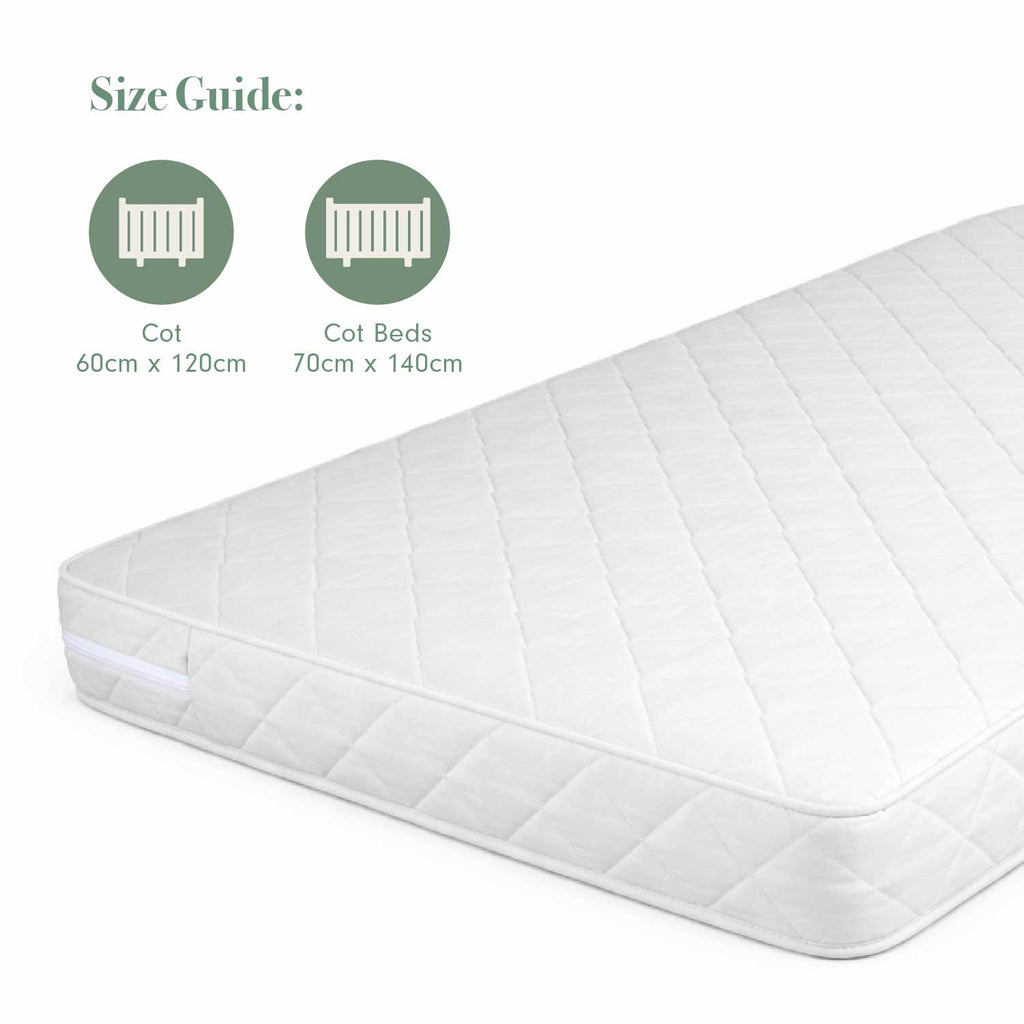 Tutti Bambini Natural Coir Fibre Cot Bed Mattress (70 x 140 cm) - White