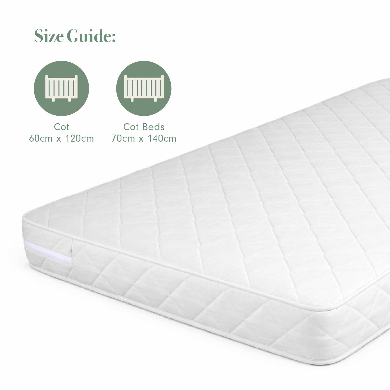 Tutti Bambini Natural Coir Fibre Cot Bed Mattress (70 x 140 cm) - White