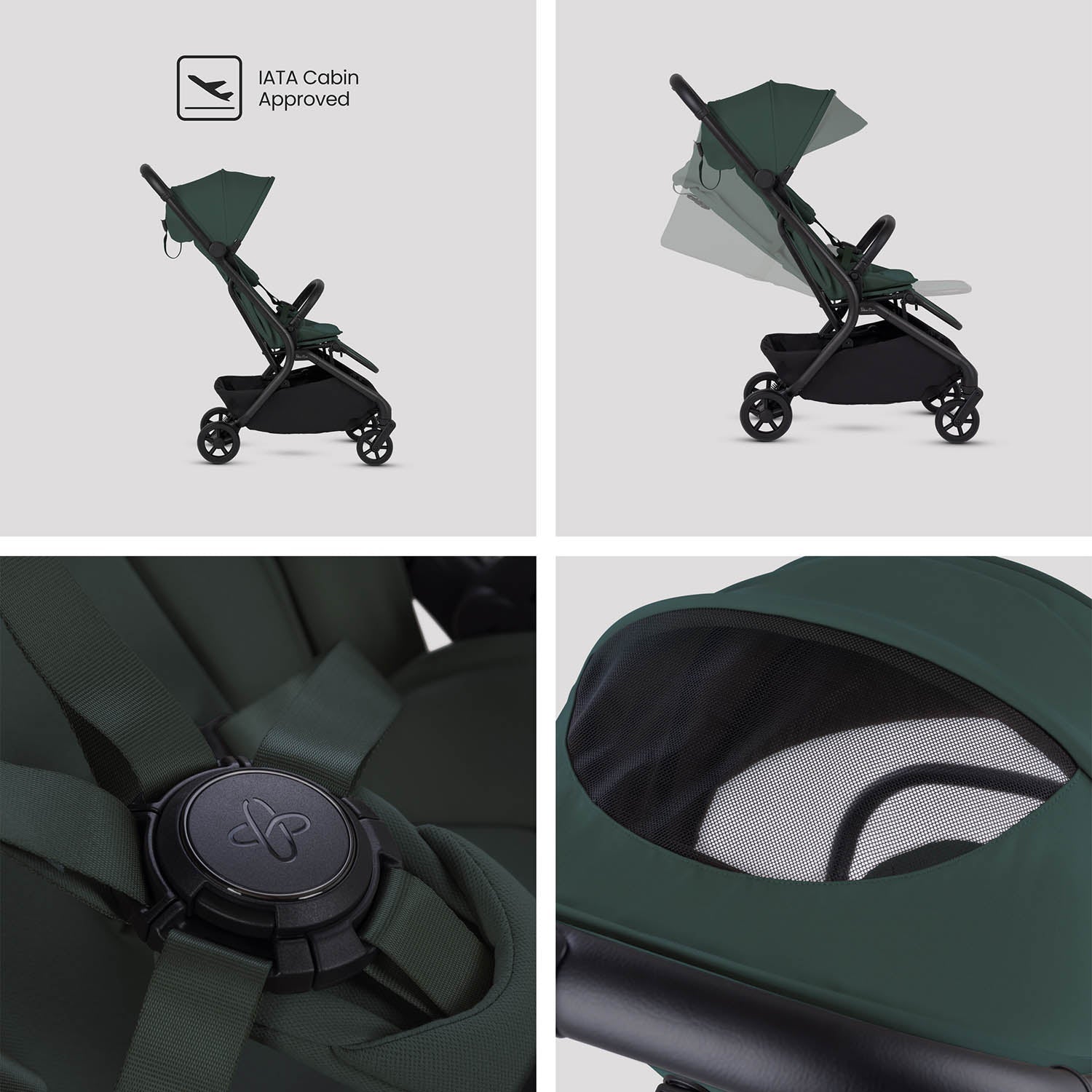 Silver Cross Nia Glide Plus Travel System & Accessories - Conifer