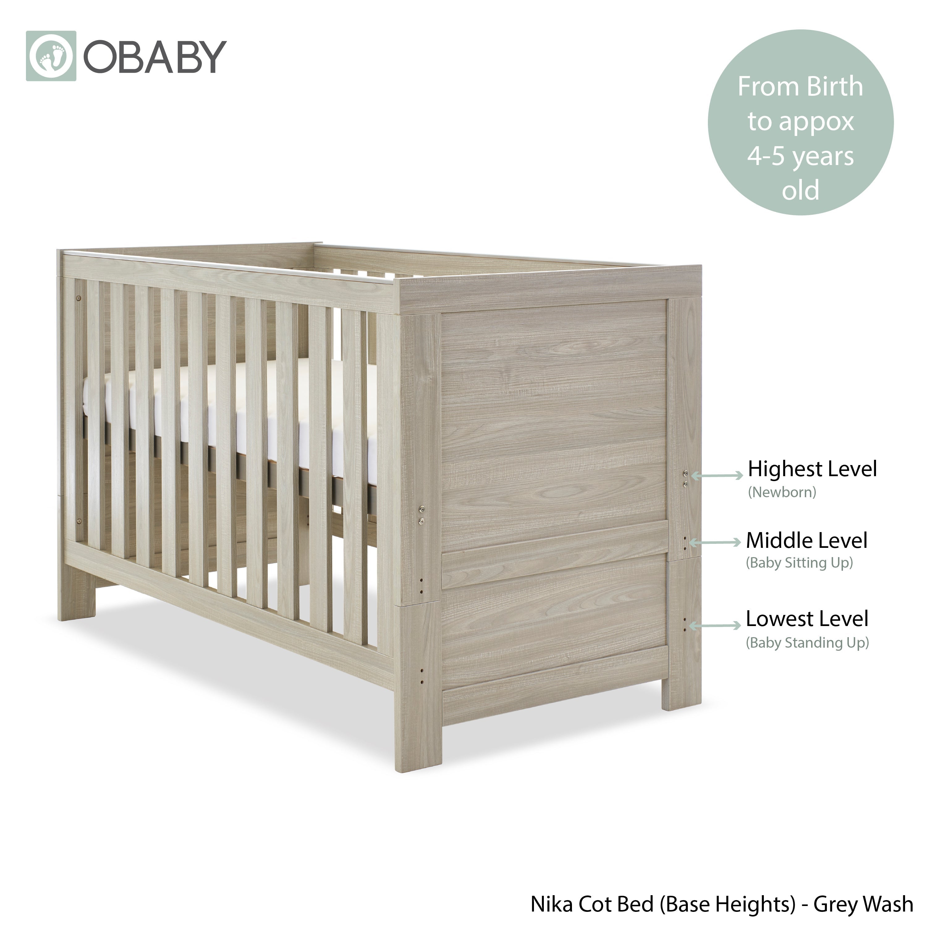 Obaby Nika 2 Piece Room Set - Grey Wash