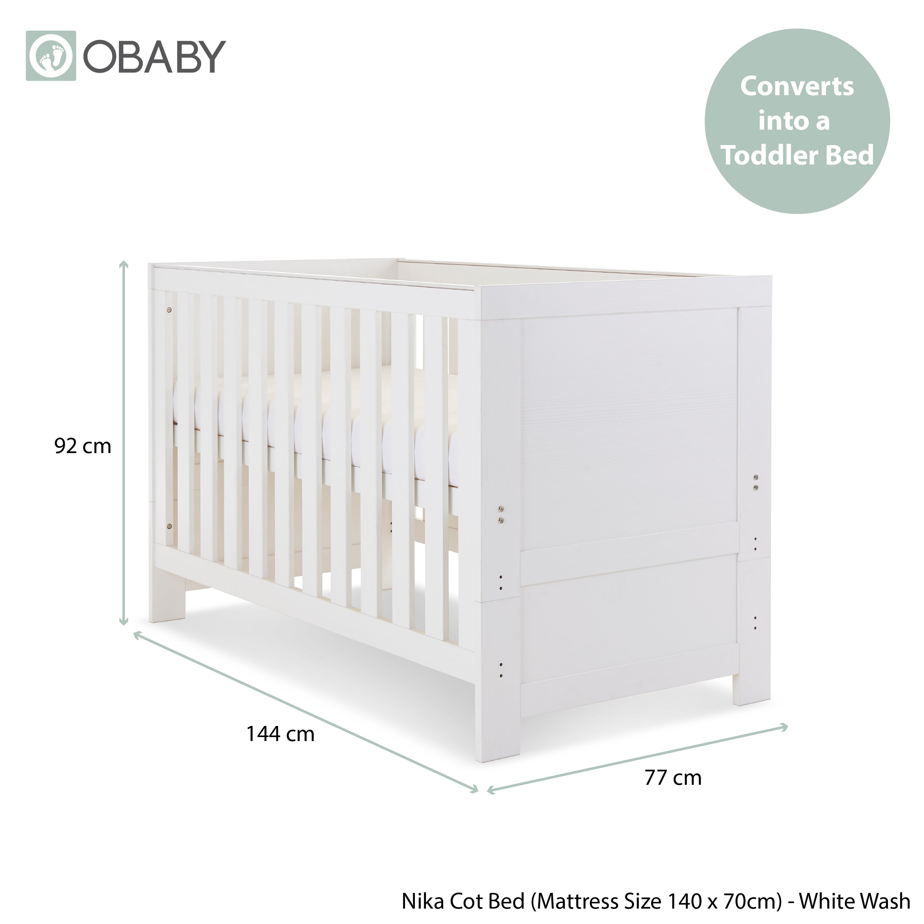 Obaby Nika 2 Piece Room Set - White Wash
