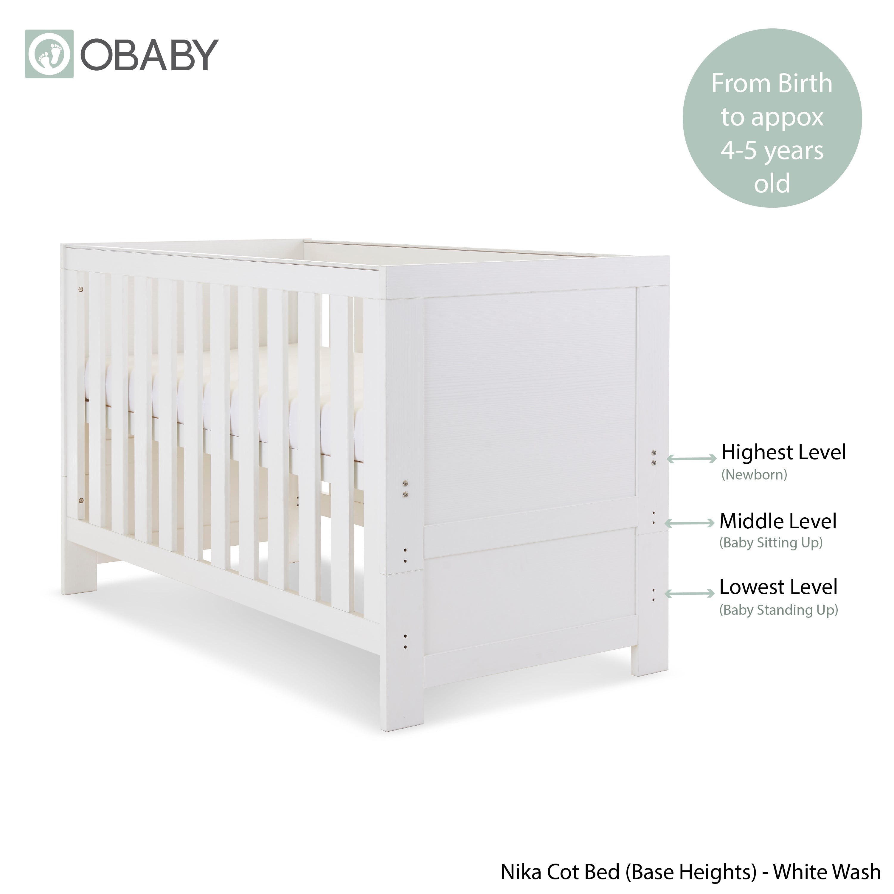 Obaby Nika 2 Piece Room Set - White Wash