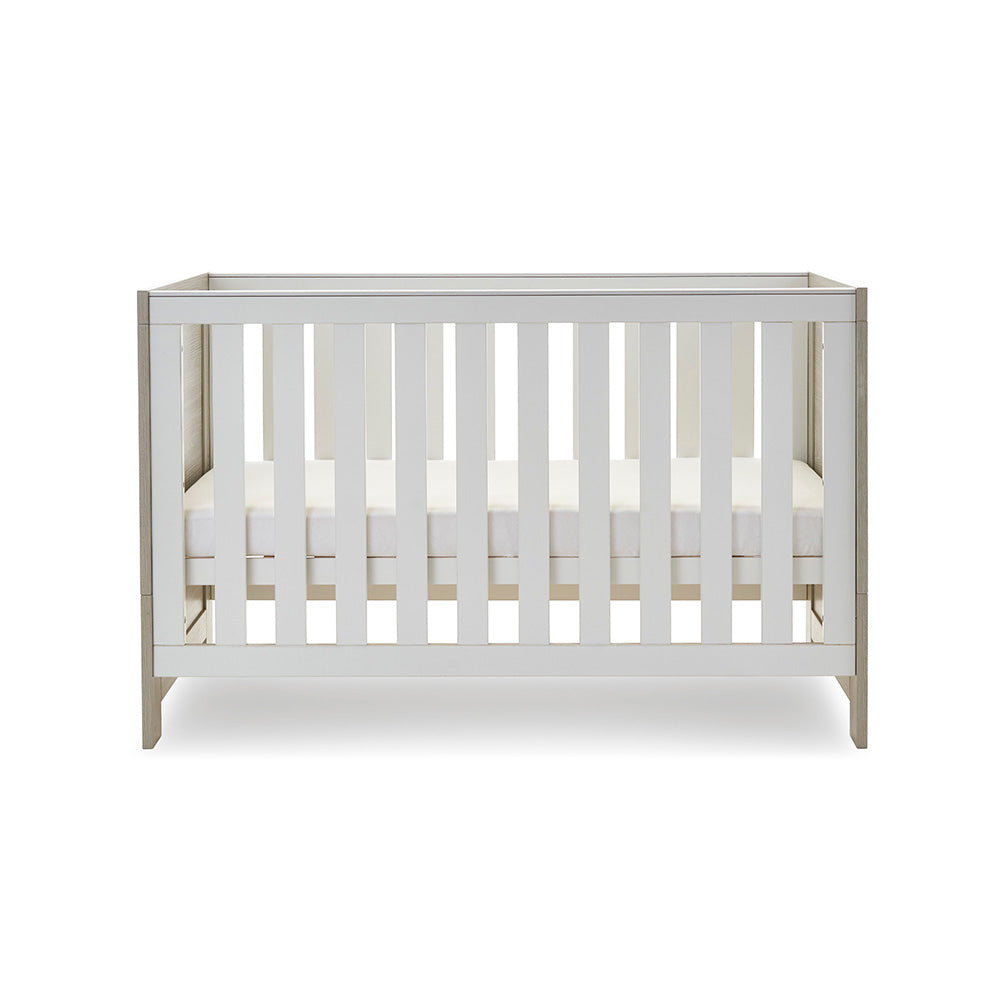 Obaby Nika Mini Cot Bed - Grey Wash & White