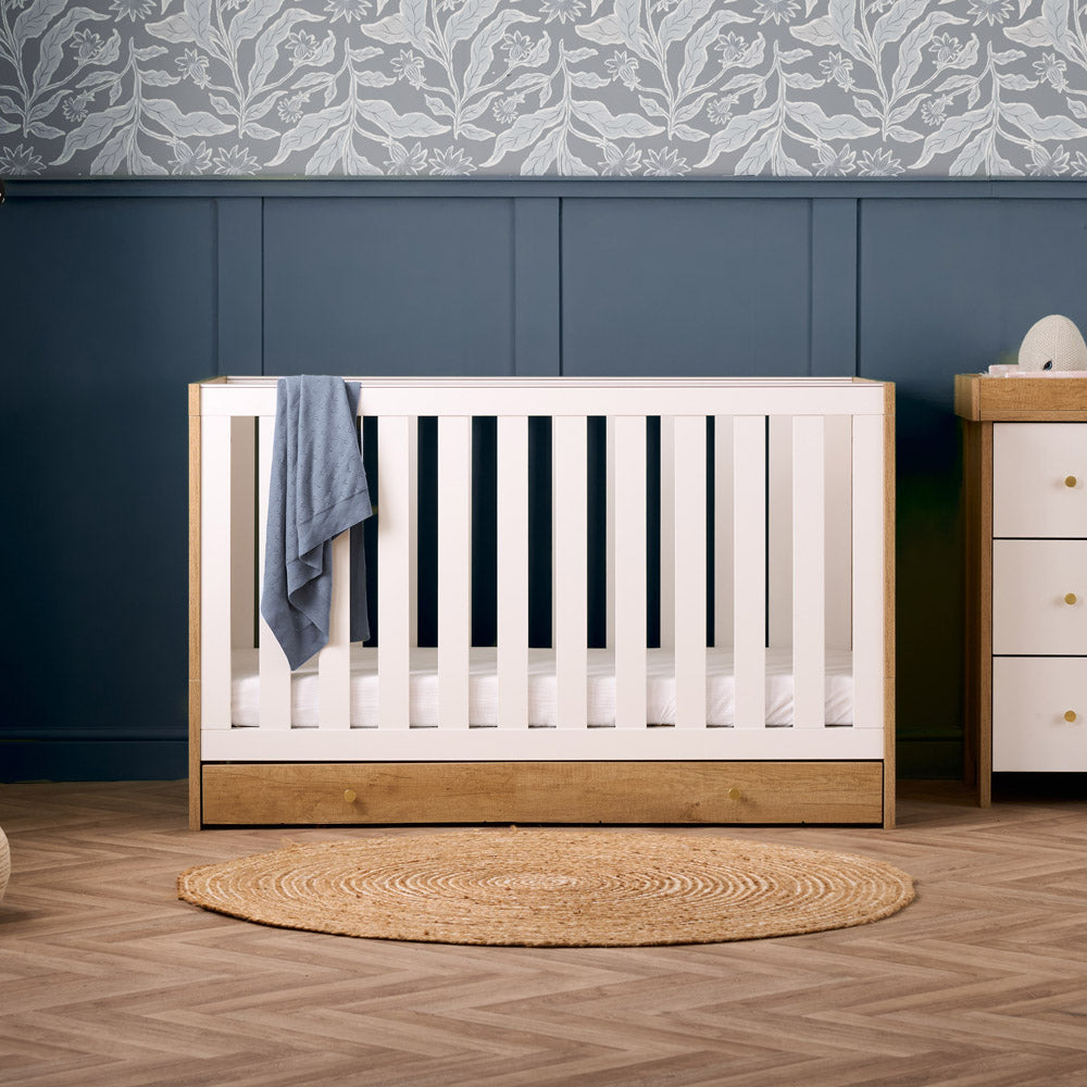 Obaby Nika Cot Bed - Oak & White