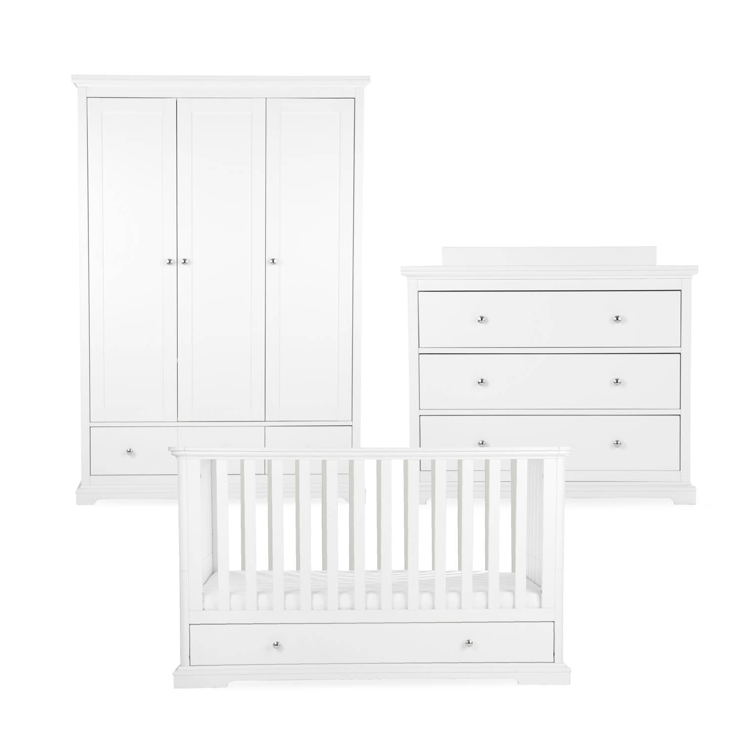 CuddleCo Beaumont 3 Piece Nursery Furniture Set - White
