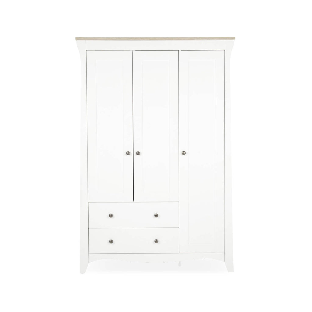 CuddleCo Clara 3 Door Triple Wardrobe - White & Ash