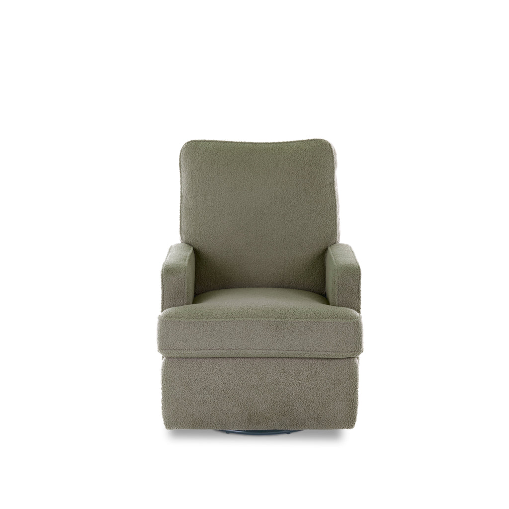 Obaby Madison Swivel Glider Recliner Chair - Teddy Fabric Olive
