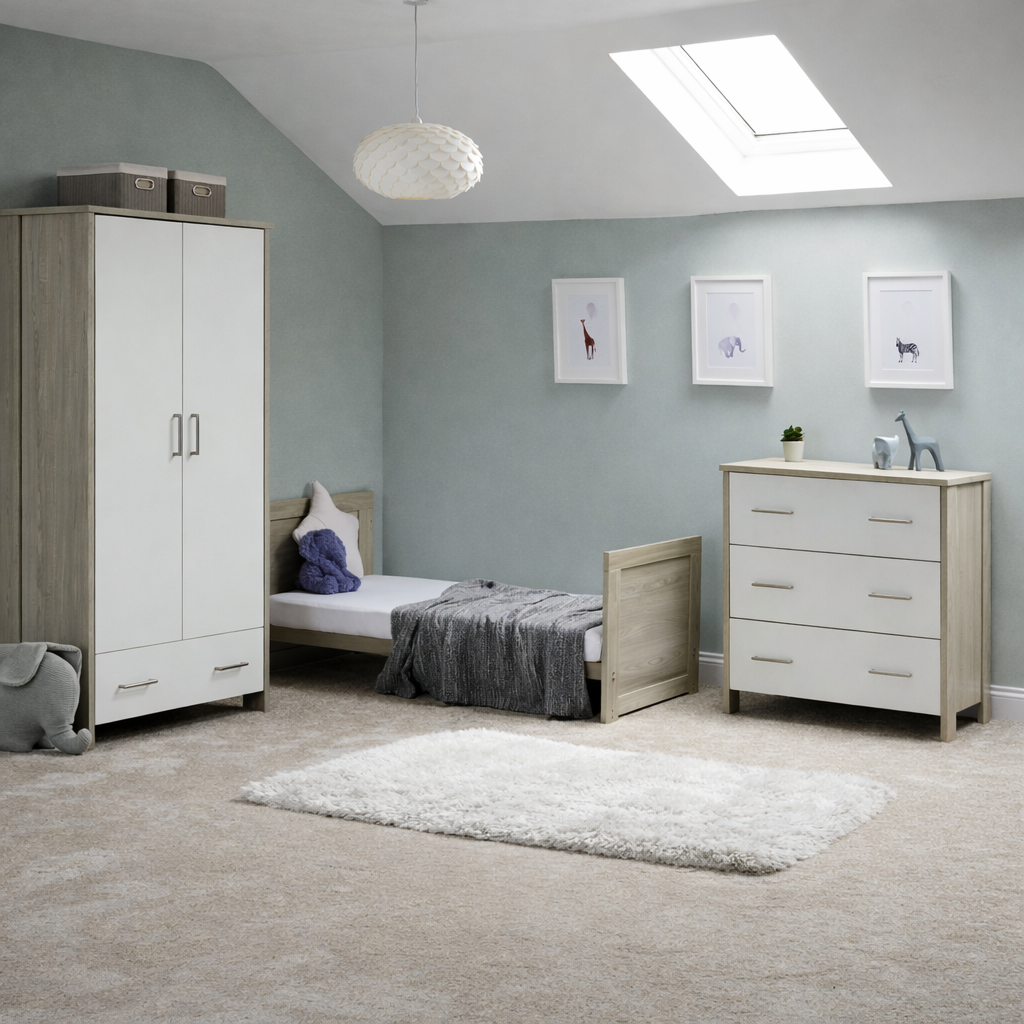 Obaby Nika Cot Bed - Grey Wash & White
